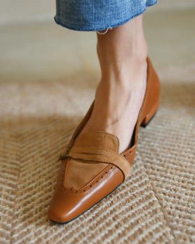 CHICME Suede Patch Buckled Square Toe Slip On Shoes Sale Coupon