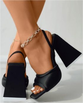 CHICME Peep Toe Pyramid Chunky Heels Sale Coupon
