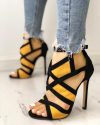 CHICME Colorblock Cutout Buckled Suede Stiletto Heels Sale Coupon