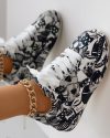 CHICME Lace-up Front Painting Print Platform Sneakers Sale Coupon
