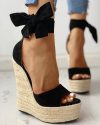 CHICME Colorblock Bowknot Platform Espadrille Sandals Sale Coupon