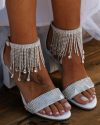 CHICME Rhinestone Tassel Decor Wedding Guest  Heels Sale Coupon