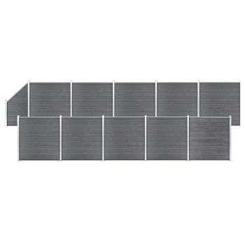 WPC Fence Set 10 Square  1 Slanted 1830×186 cm Grey Sale Coupon