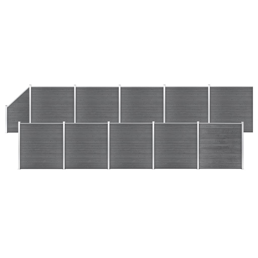 WPC Fence Set 10 Square  1 Slanted 1830×186 cm Grey Sale Coupon