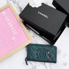 Gaby’s Bags Chanel Iridescent Dark Turqoise Caviar Filigree Continental Wallet FullSet 18B Coupon Sale