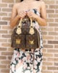 Gaby’s Bags Louis Vuitton Monogram Manhattan PM Satchel M40026 Handbag Brown Coupon Sale