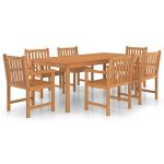 7 Piece Garden Dining Set Solid Teak Wood Sale Coupon