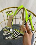 CHICME Point Toe Zebra Stripe Ankle Strap Slingback Stiletto Heels Sale Coupon