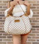 Gaby’s Bags Louis Vuitton Galliera PM Shoulder Bag Hobo Damier Azur Leather White Coupon Sale