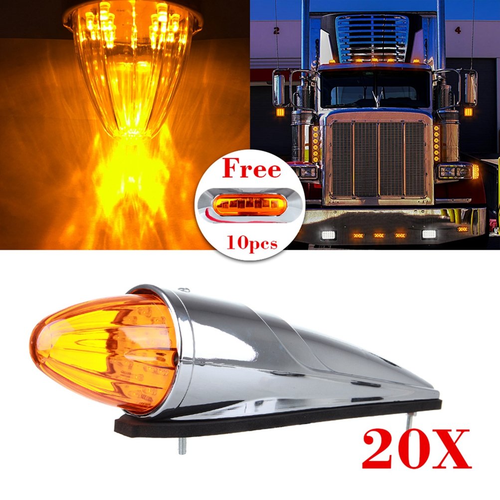 ECCPP 20x Torpedo Amber 17 LED Cab Roof Running Light for Peterbilt + Free Side Marker Sale Coupon
