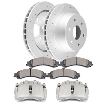 ECCPP Rear Brake Rotors Calipers And Ceramic Pads For Chevrolet Tahoe GMC Sierra 1500 Sale Coupon