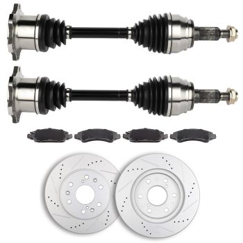ECCPP Front CV Axle + Brake Pads & Rotors for Chevrolet Silverado 1500 4.3L 2008-2013 Sale Coupon