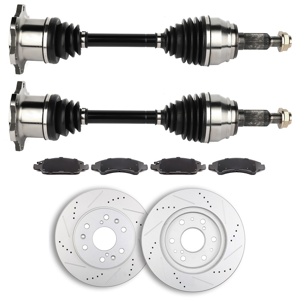 ECCPP Front CV Axle + Brake Pads & Rotors for Chevrolet Silverado 1500 4.3L 2008-2013 Sale Coupon
