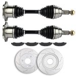 ECCPP Front CV Axle + Brake Pads & Rotors for Chevrolet Silverado 1500 4.8L 2005-2006 Sale Coupon