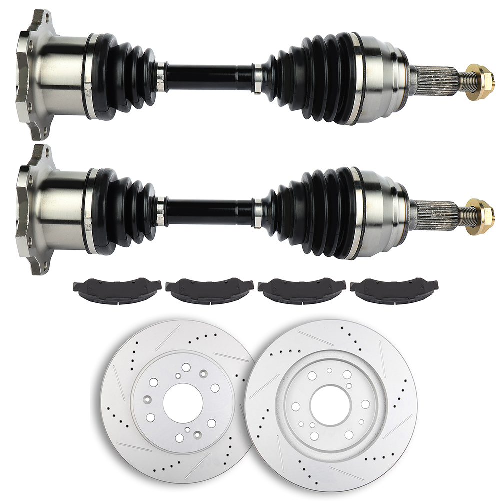 ECCPP Front CV Axle + Brake Pads & Rotors for Chevrolet Silverado 1500 4.8L 2005-2006 Sale Coupon
