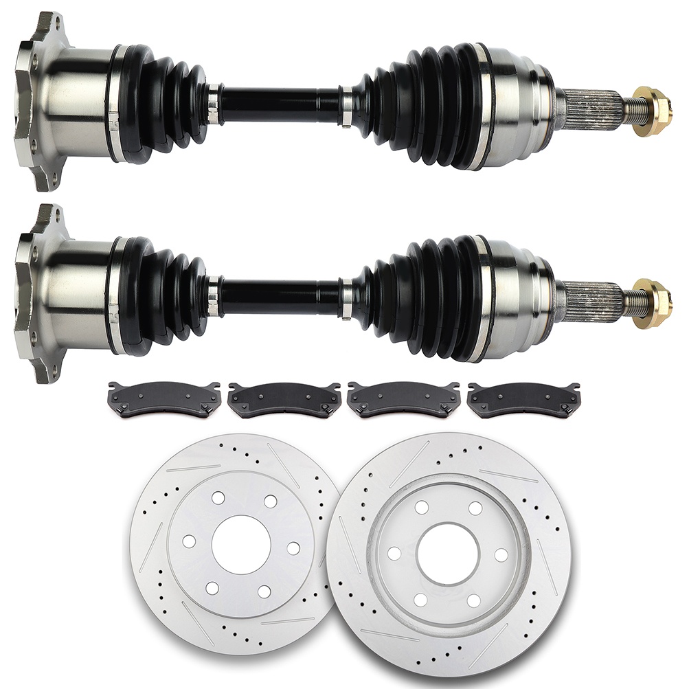 ECCPP Front CV Axle + Brake Pads & Rotors for GMC Yukon SLE 4.8L 6.3L 6.0L 2000-2006 Sale Coupon
