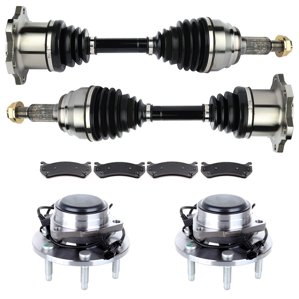 ECCPP Front CV Axle+Brake Pads+Wheel Hub Bearing for GMC Sierra 1500 4.3L 1999-2004 Sale Coupon