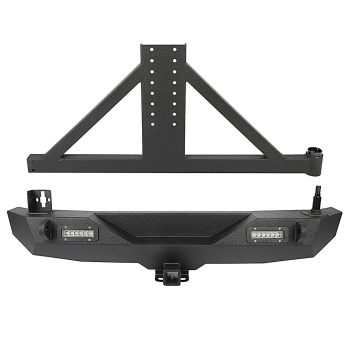 ECCPP 2007-2018 Jeep Wrangler JK Rear step Bumper with Tire Carrier Powder Coated w/ Tire Carrier LED Strips Sale Coupon