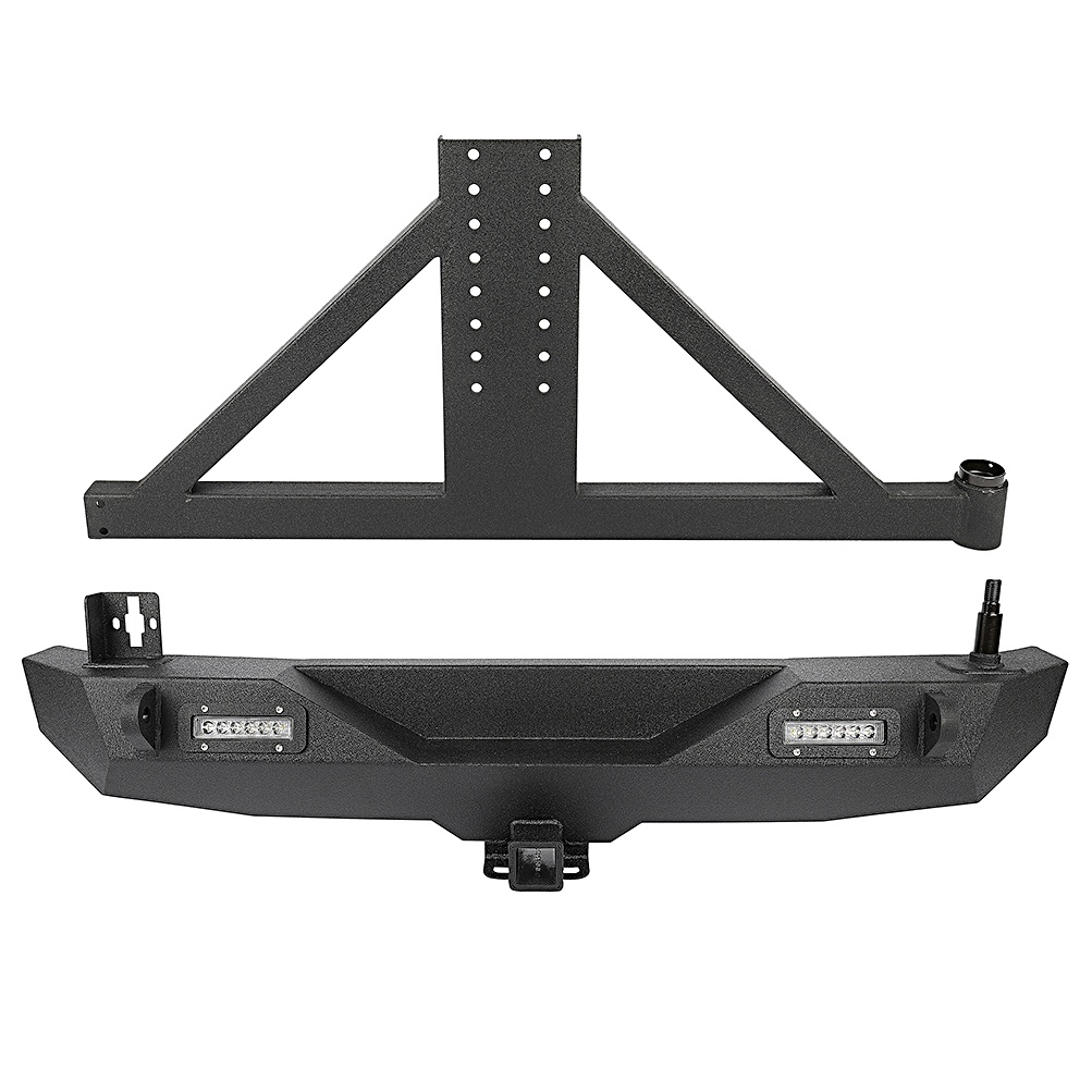 ECCPP 2007-2018 Jeep Wrangler JK Rear step Bumper with Tire Carrier Powder Coated w/ Tire Carrier LED Strips Sale Coupon
