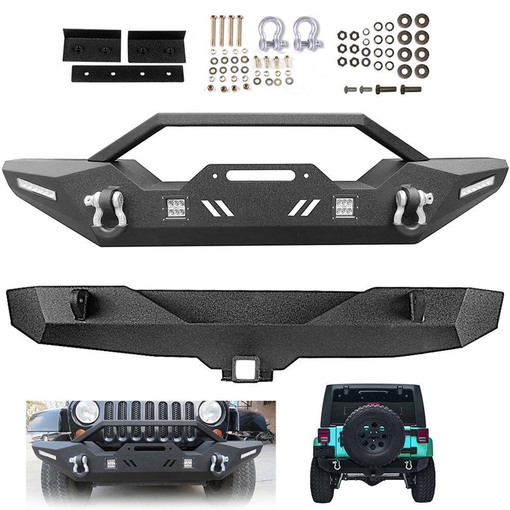 ECCPP 2007-2017 Jeep Wrangler Heavy Duty Front + Rear Bumper w/ Winch Plate -2 PCS Sale Coupon