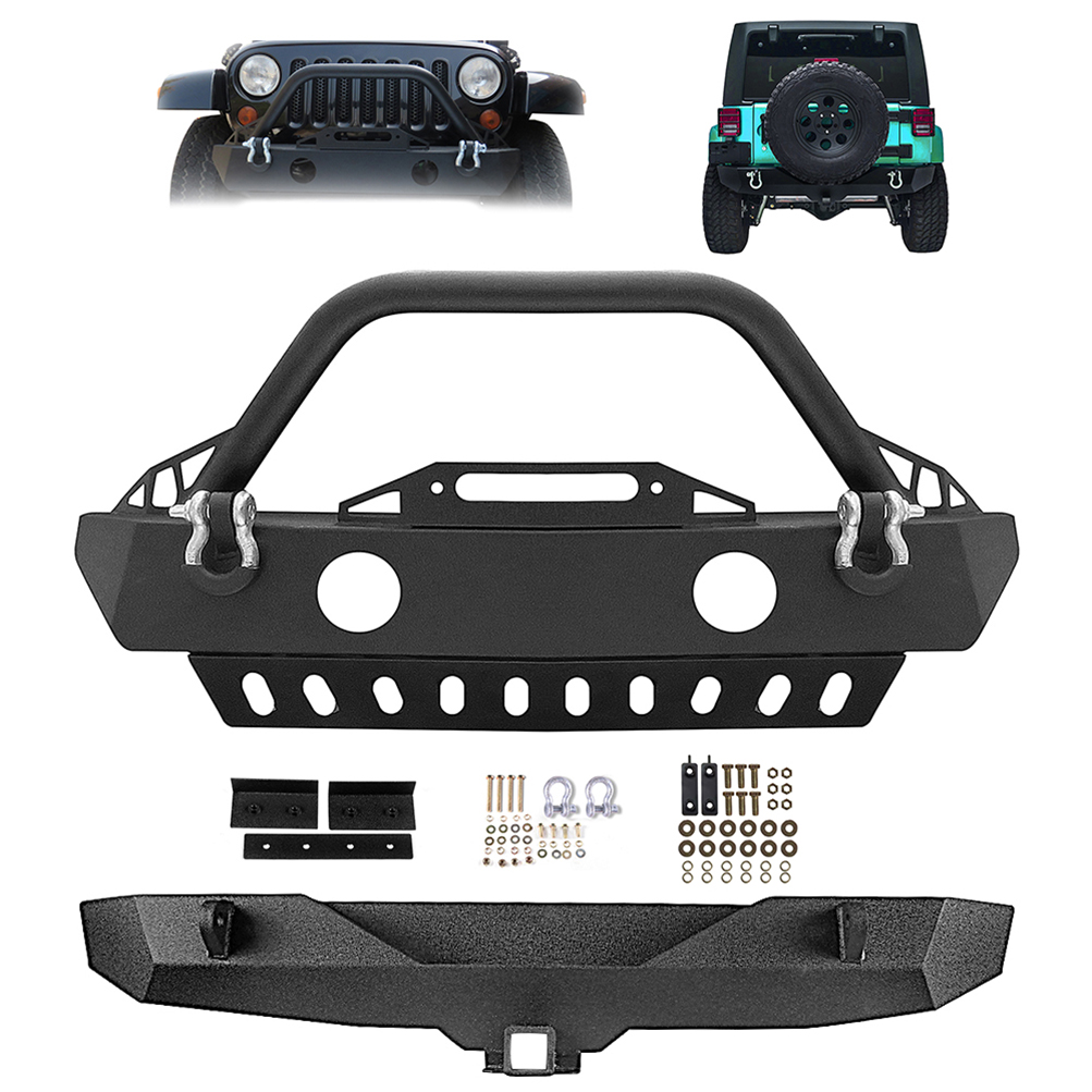 ECCPP Front & Rear Steel Step Steel Bumper for 2007-2018 Jeep Wrangler -2 PCS Sale Coupon