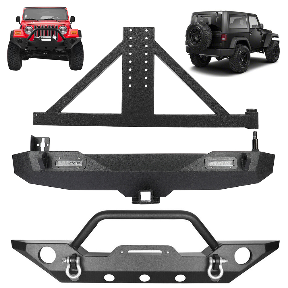 ECCPP Steel For 2007-2018 Jeep Wrangler JK Front bumper Rear Bumper w/ Tire Carrier Sale Coupon
