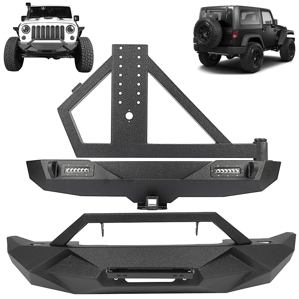 ECCPP For 2007-2018 Jeep Wrangler JK Front Rear Bumper w/ Spare Tire Carrier Sale Coupon