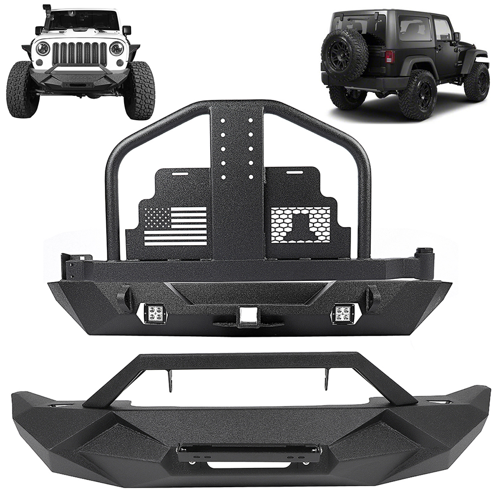ECCPP For 07-18 Jeep Wrangler JK Front Bumper Rear Bumper Tire Carrier W/O Oil Drums Sale Coupon