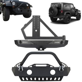 ECCPP Fits 2007-2018 Jeep Wrangler JK Front bumper Rear Bumper w/ Tire Carrier Steel Sale Coupon