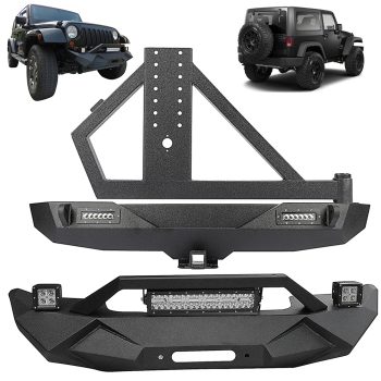 ECCPP For 2007-2018 Jeep Wrangler JK Front Bumper Rear Bumper w/ Tire Carrier Steel Sale Coupon
