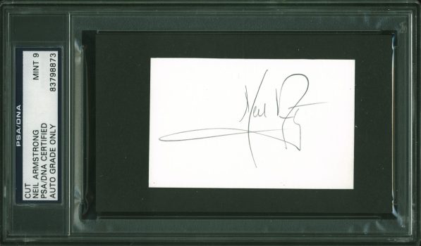 Neil Armstrong Apollo 11 Signed 2.5×3.5 Cut Auto Graded Mint 9! PSA/DNA Slabbed Sale Coupon