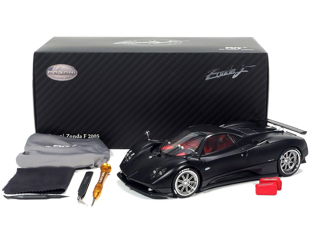 Diecastmodelswholesale 2005 Pagani Zonda F Matt Black with Red Interior Limited Edition to 500 pieces Worldwide 1/18 Diecast Model Car by Almost Real Sale Coupon