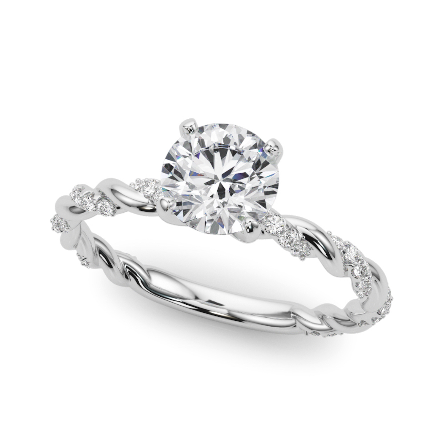 WJD Exclusives 1.20CTW Lab Grown Diamond 18K White Gold Twisted Shank Solitaire Engagement Ring – 3 Sale Coupon