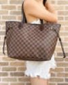 Gaby’s Bags Louis Vuitton Neverfull MM Tote Bag Damier Ebene Red France Coupon Sale