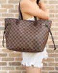 Gaby’s Bags Louis Vuitton Neverfull MM Tote Bag Damier Ebene Red France Coupon Sale