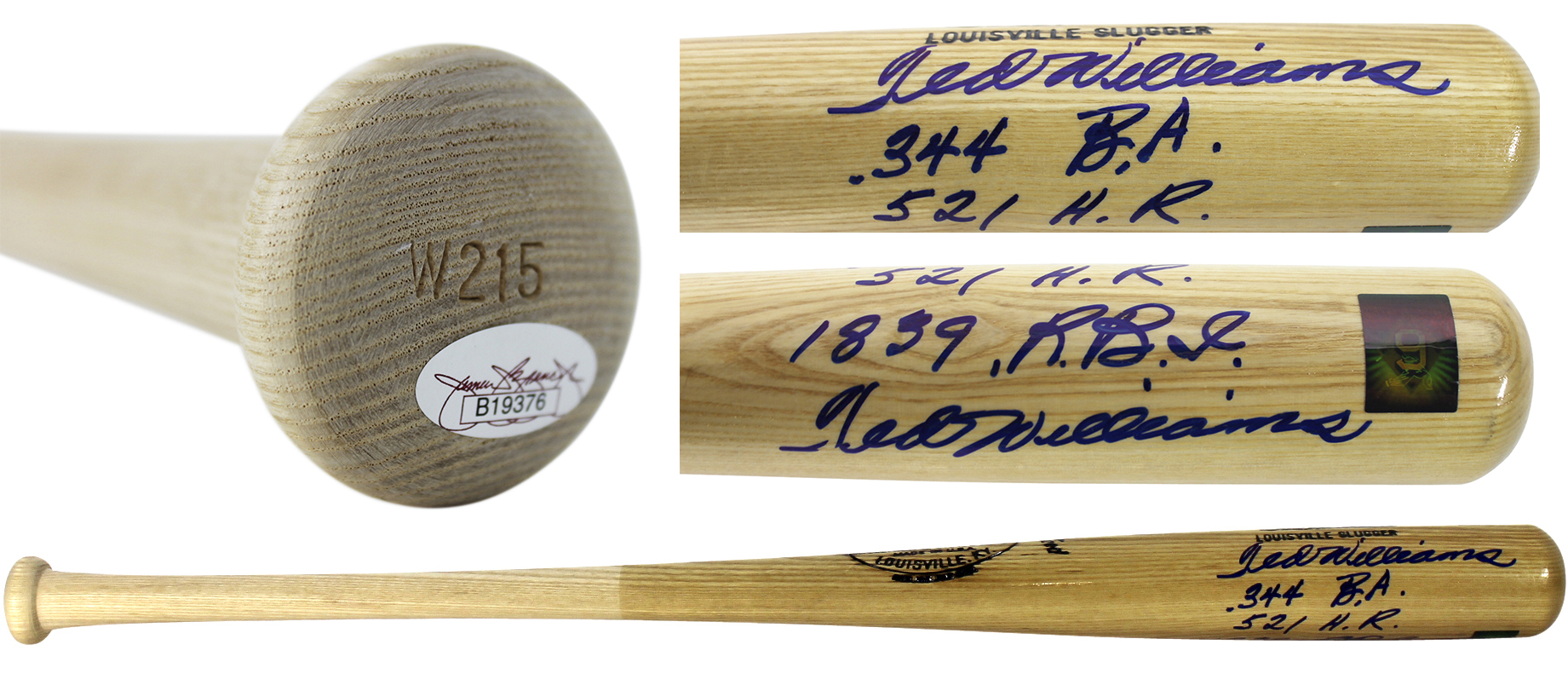 Red Sox Ted Williams Stat Inscribed Double Signed Baseball Bat JSA #B19376 Sale Coupon