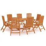 9 Piece Garden Dining Set Solid Teak Wood Sale Coupon