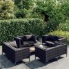 9 Piece Garden Lounge Set with Cushions Poly Rattan Dark Grey Sale Coupon
