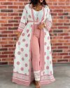 CHICME Plus Size Tank Top & Pants Set With Polka Dot Print Cardigan Sale Coupon
