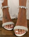 CHICME Ankle Strap Pearls Decor Wedding Guest  Heels Sale Coupon