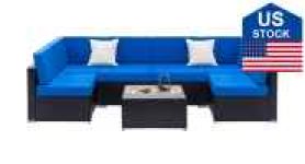 FastTech US Stock Fully Equipped Weaving Rattan Sofa Set Sale Coupon