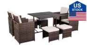 FastTech US Stock Nine-Piece Table Chair Set Sale Coupon