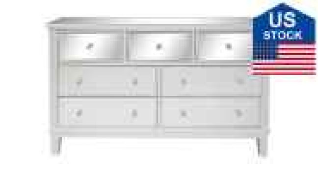 FastTech US Stock FCH Mirrored Glass TV Stand with 7 Drawers Silver Sale Coupon