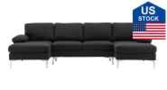 FastTech US Stock U-Shaped Fabric w/Two Imperial Concubine Iron Feet 4 Seats Indoor Modular Sofa Sale Coupon