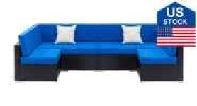 FastTech US Stock Fully Equipped Weaving Rattan Sofa Set with 2pcs Corner Sofas & 4pcs Single Sofas Sale Coupon