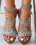 CHICME Rhinestone Bohemian Slingback Wedge Sandals Sale Coupon