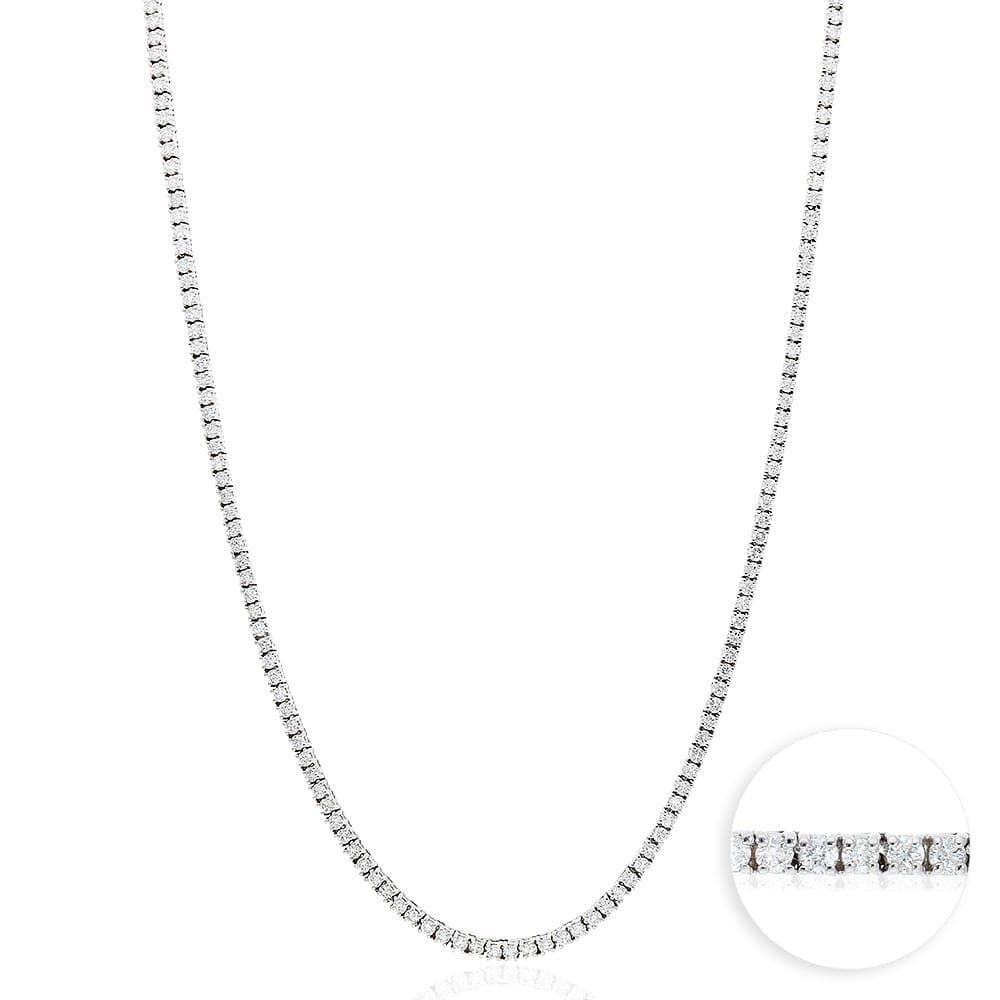 WJD Exclusives 7.50Ct Natural Diamond 14k White Gold 2.5mm Tennis Chain Necklace 18″ Sale Coupon