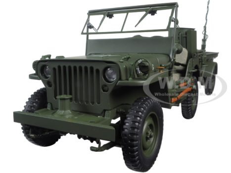 Diecastmodelswholesale Jeep Willys Army Green with Trailer and Accessories 1/18 Diecast Model by Autoart Sale Coupon