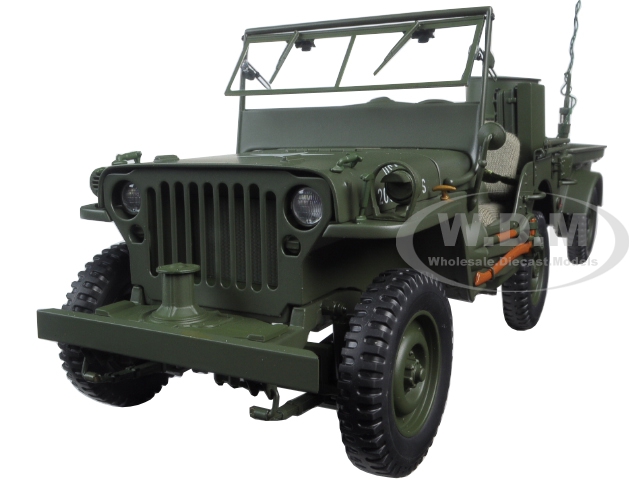 Diecastmodelswholesale Jeep Willys Army Green with Trailer and Accessories 1/18 Diecast Model by Autoart Sale Coupon