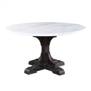 ACME Gerardo Round Dining Table with Artificial Marble Tabletop White Sale Coupon